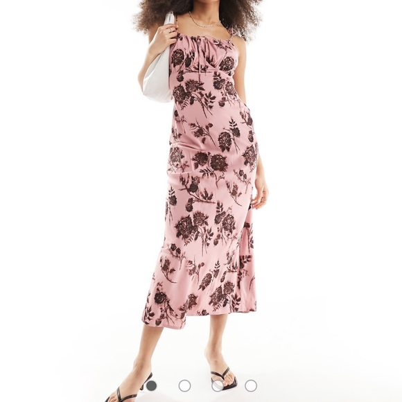ASOS Maxi dress women size 4 ruched bust maxi slip dress in rust floral print - Picture 1 of 12